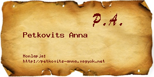 Petkovits Anna névjegykártya